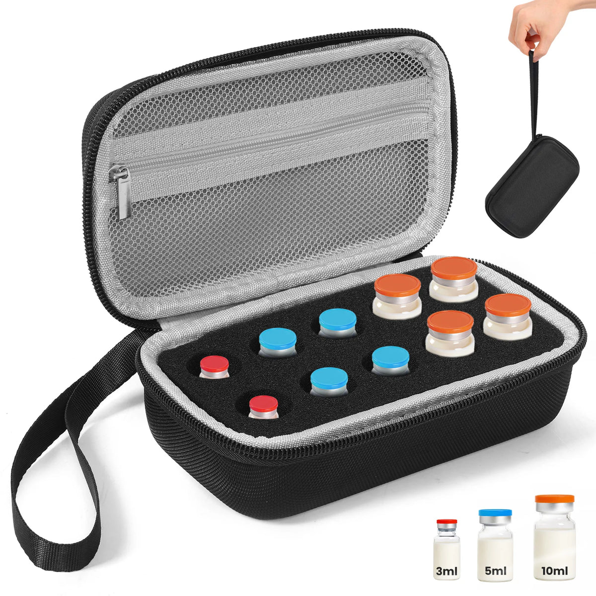 Insulin Vial Case 3ml 30ml Portable Medicine Organizer EVA Oxford Storage Box With Foam Slots For Travel Fridge Storage