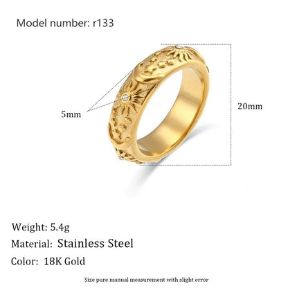 2026 Simple Stainless Steel Rings For Women Gold Color Smooth Geometric Open Rings Arc Rings Diamonds Jewellery Ring Gift