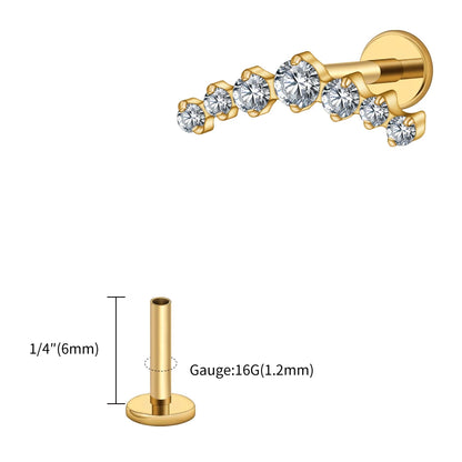 Right Grand ASTM F136 Titanium 16G CZ Cluster Climber Stud Earring Labret Helix Tragus Cartilage Stud Flatback Piercing