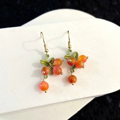 Cute Berries Earring Creative Berry And Leaves Design Beaded Earrings For Gifts Wholesale Cute Fruit Earrings Custom Packaging