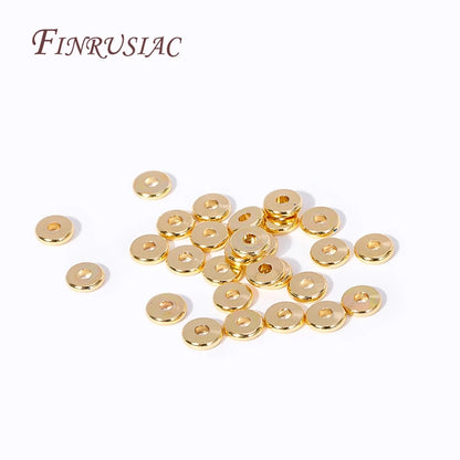 3mm-6mm Flat Spacer Beads 18K Gold Plated Brass Metal Beads Separators For Bracelets Accessories DIY Jewelry Making Supplies