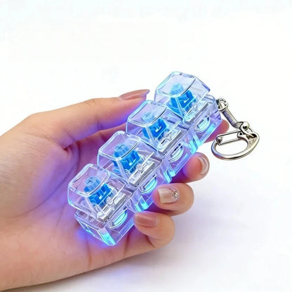 4Keys Illuminated Mechanical Keyboard Keychain Finger Button Anti Stress Keycap for Office Home Adults Kid,Decompression Clicker