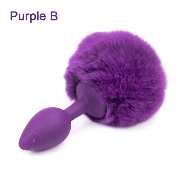 Multicolor Bunny Tail Butt Plug Soft Silicone Anal Plug Indeed Explore Ass Stimulate Roleplay Cosplay Props for Women Men Adults