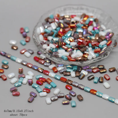 70pcs/lot Color Faceted Square Loose Beads Crystal Glass Beads Faceted Loose Spacer Beads for Jewelry Making DIY