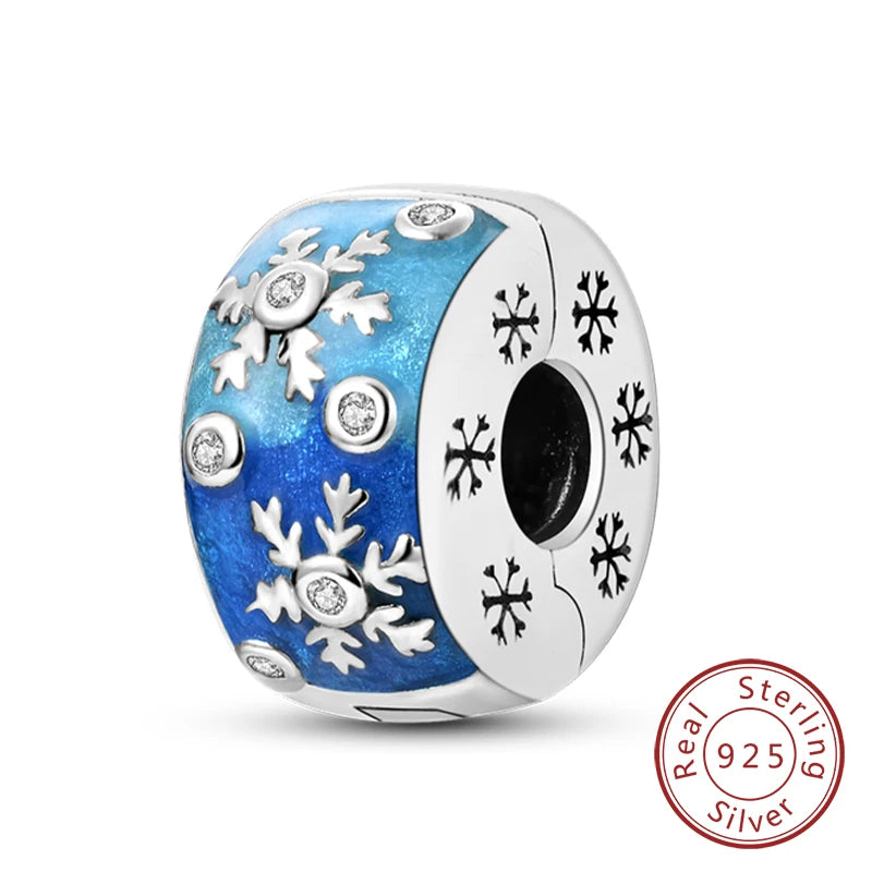 Original 925 Sterling Silver Charms Beads Winter Snowflake Snowman Igloo Penguin Pendant Fit Bracelet Charms Women Jewelry Gift