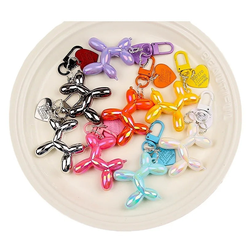 Cute Acrylic Cartoon Balloon Dog Keychains For Women Girls Bag Pendant Car Key Chains Fashion Jewelry Gift Decoration Accessory