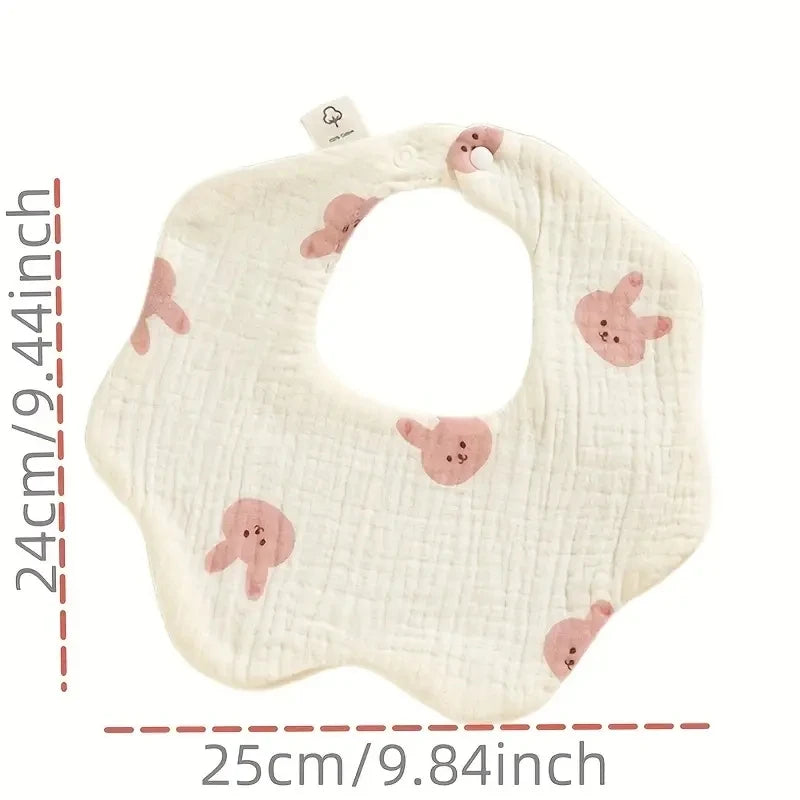 Baby Gauze Bibs Pure Cotton Class A Saliva Towel Milk Spilt Prevent Grass and Wood Dyed 360 Degrees Newborn Bib