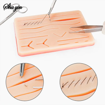 Silicone Suture Training Skin Pad Kit, Reusable Surgical Wound Simulation Skin for Medical Student Traumatic Suture Practice
