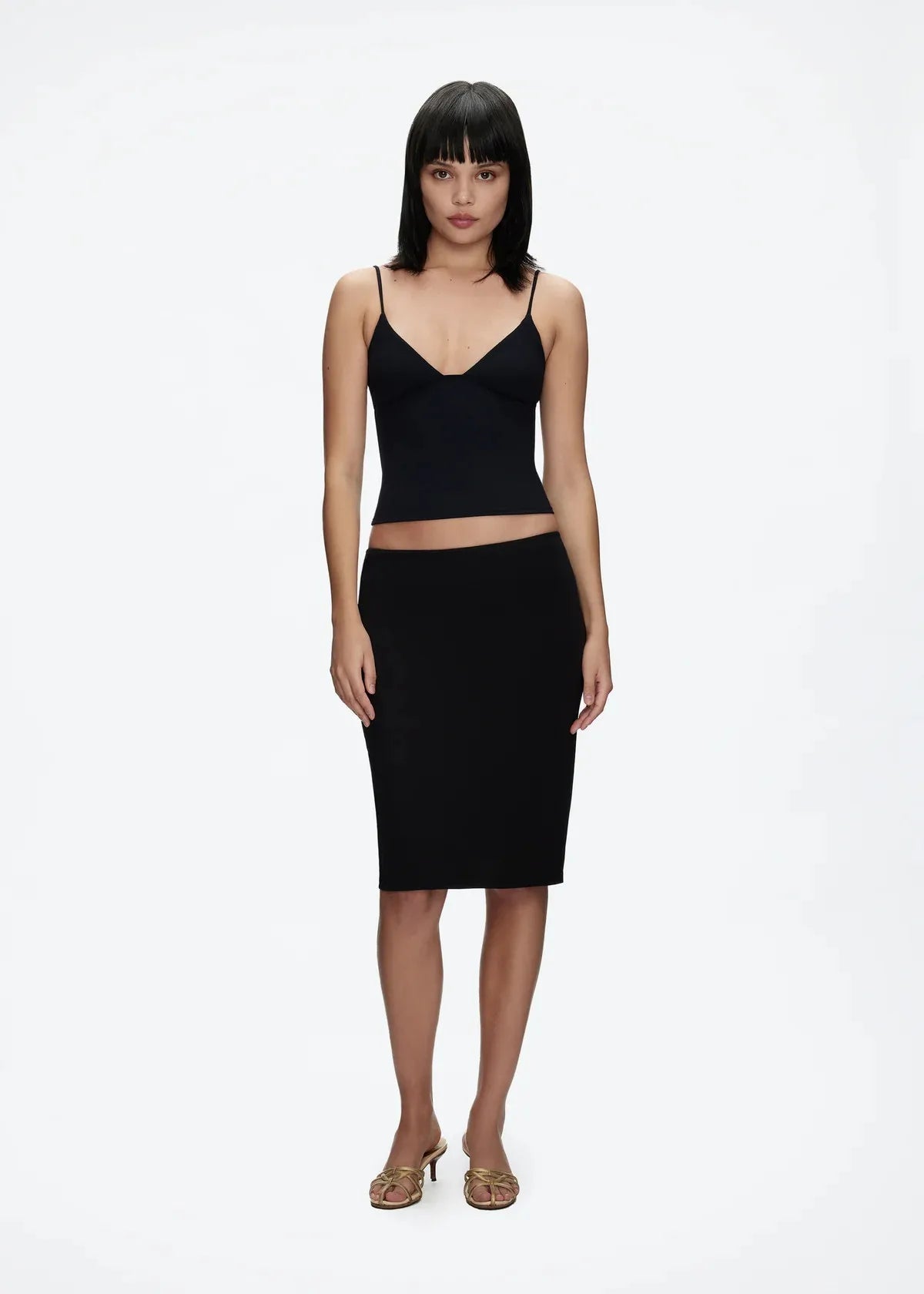 Tank Usd Dollar Print Skirt, Black Mid-Low Waist Bodycon Skirt, Double-Layer Rayon Fabric, Low-Waist Slimming Elastic Versatile Stylish Mid-Length Skirt