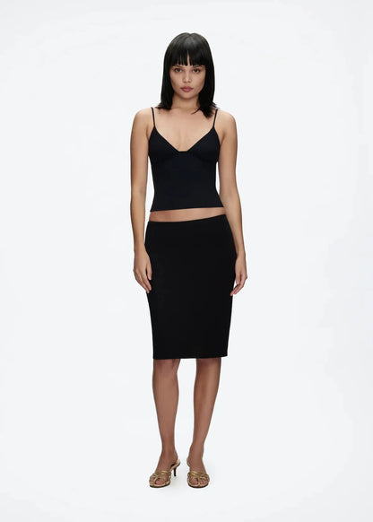Tank Usd Dollar Print Skirt, Black Mid-Low Waist Bodycon Skirt, Double-Layer Rayon Fabric, Low-Waist Slimming Elastic Versatile Stylish Mid-Length Skirt