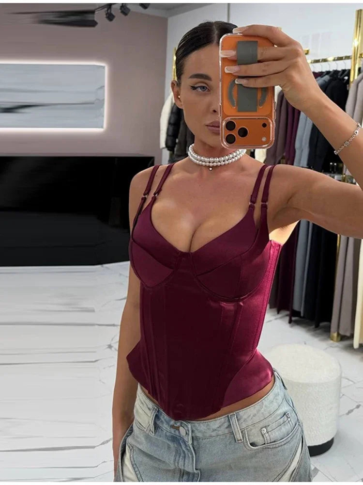 Sexy Fishbone Double Sling Top Women Chic Solid Sleeveless Off-shoulder Backless Slim Cropped Blouse Lady 2026 Club Party Tops