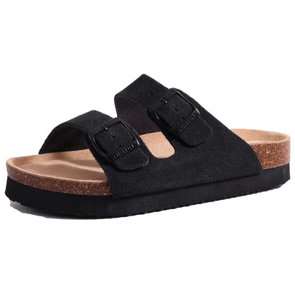 CRACOMIN Platform Suede Sandals for Women With Adjustable Buckle Outdoor Cork Beach Shoes Fashion Thick Sole Women's Slippers