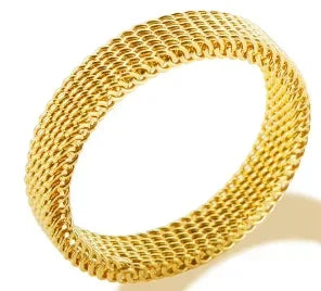 Crystal High End Non Tarnish Fashion Geometric Open Gold Plated Stainless Steel Rings for Women Wedding Ring Jewelry