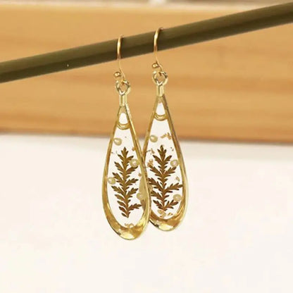 Natural Flower Drop Earrings Unique Epoxy Resin Real Flowers Earrings Elegant Pressed Flowers Earring Wholesale Custom Accessory