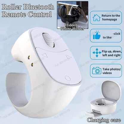 Remote Control Wireless Bluetooth Roller Fingertip Ring portable Mobile Mice Video Automatic Page Turner Browsing Ring R12