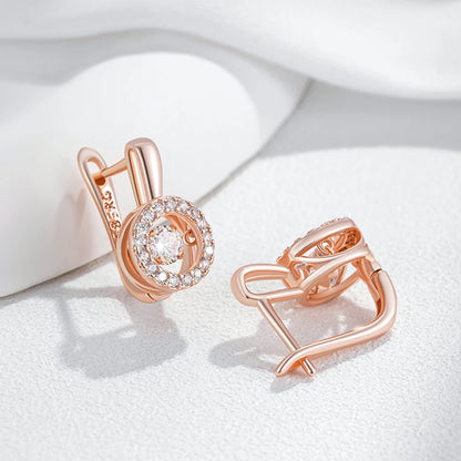 Kienl Hot 585 Rose Gold Color English Earrings for Women Fashion Swaying Natural Zircon Accessories High Quality Daily Jewelry