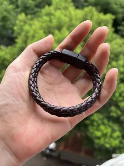 Trendy Leather Bracelets Men Stainless Steel Braided Rope Bracelets For Male Bracelets Jewelry