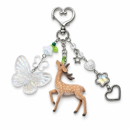 Cute Portable Deer Keychain 11.5cm Length Korean Style DIY Bead Case Handmade Bag Pendant