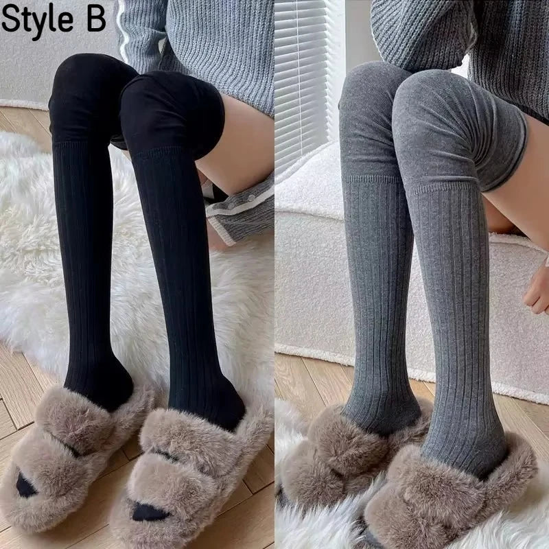 Spring Fall Knee High Stockings for Women White Vertical Stripe Long Socks Fashion Girls JK Skinny Boots Sock Japanese Style