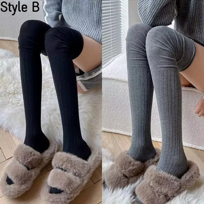 Spring Fall Knee High Stockings for Women White Vertical Stripe Long Socks Fashion Girls JK Skinny Boots Sock Japanese Style
