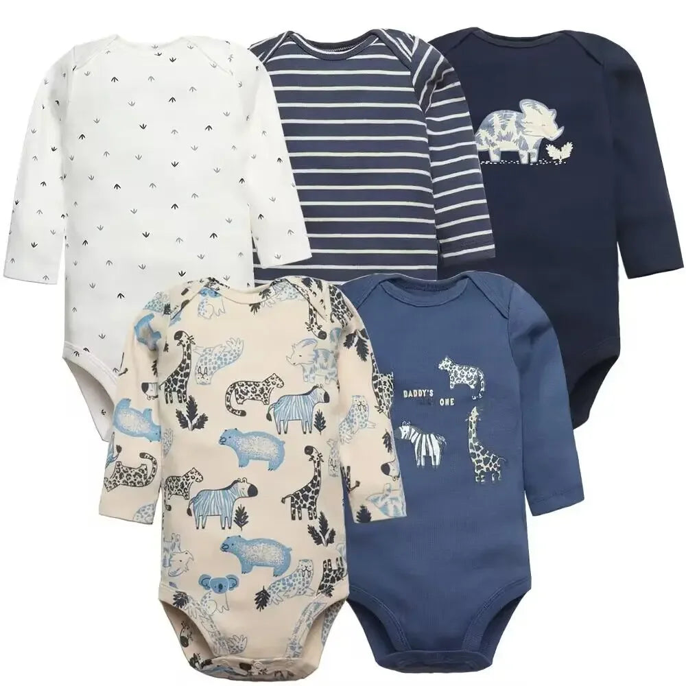 2026 New Baby Bodysuit 5PCS/Lot Infantil Jumpsuit Boy Girls Clothes Long Sleeve 100% Newborn Body Bebe Clothing Kids Costume