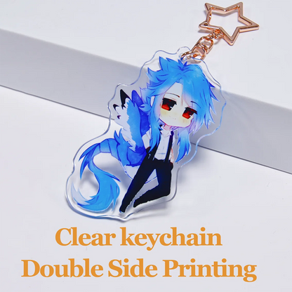 Custom Anime Acrylic Keychain Personalized Logo Cartoon Pendant Photo Clear Flash Charms Hologram Designer Key Chain