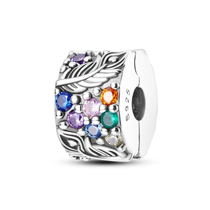 Original 925 Sterling Silver Clip Charm Inlaid Zircon Cat Butterfly Charm Silicone Spacer Beads For Women Bracelet DIY Jewelry