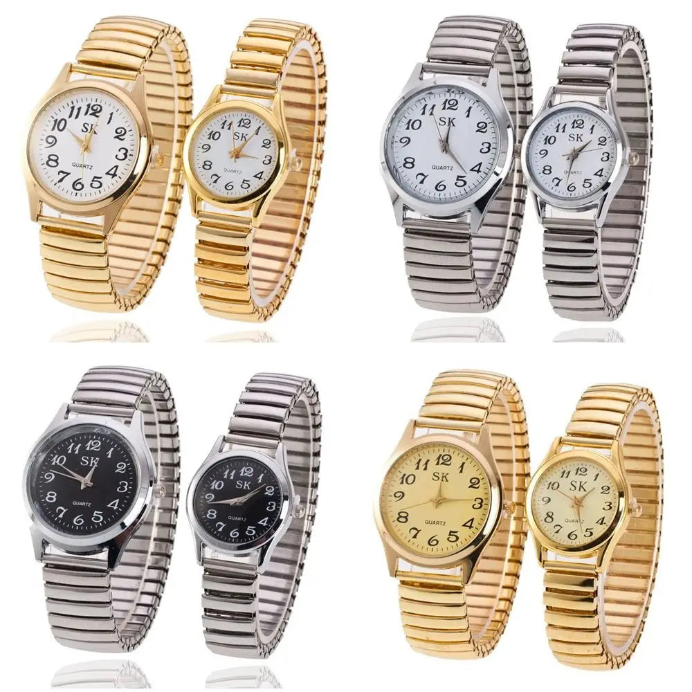 Fashion Small Round Watches Simple Luxury Quartz Watch Elastic Band Steel Belt Couple Watches Gifts