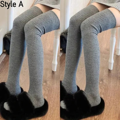 Spring Fall Knee High Stockings for Women White Vertical Stripe Long Socks Fashion Girls JK Skinny Boots Sock Japanese Style