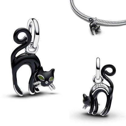 New Original 925 Sterling Silver The Twelve Zodiac Signs Cat Flower Earrings Pendant Necklace For Women Jewelry Birthday Gift