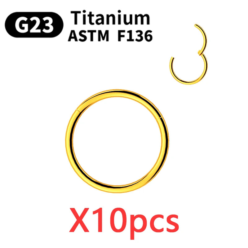 10/50Pcs Wholesale Hoop Earring G23 Titanium Nose Ring For Women Piercing Jewelry Lip Ear Ring Hoop Mixed Color Body Clips Hinge