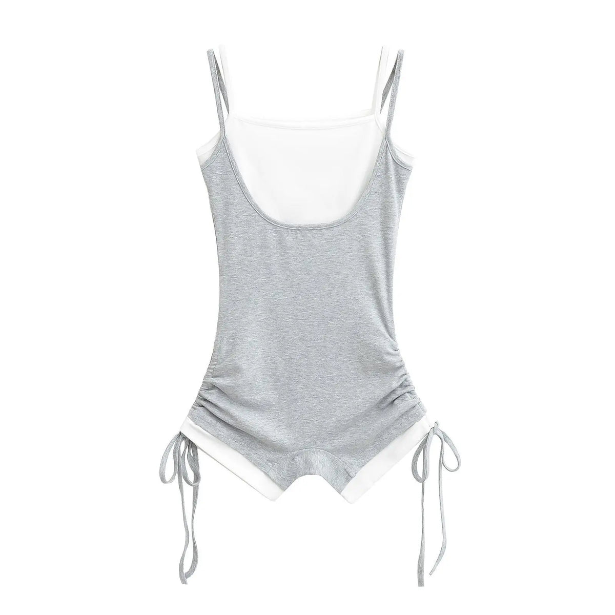 American Style Street Hot Girl Sexy Suspender Jumpsuit Shorts Color Blocked Fake Two-piece Design Sense Fitness Yoga Jumpsuit