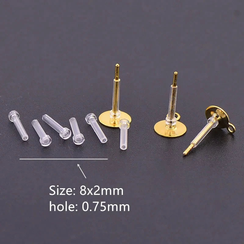 50 PCS 8/11/12mm Anti-allergy Tube Sleeve Back Plugs Tube Stud Earrings Safety Pad Protector DIY Jewelry Findings
