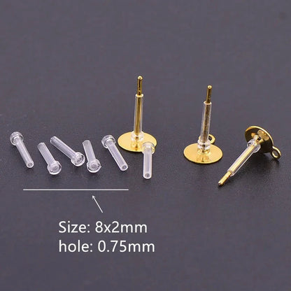 50 PCS 8/11/12mm Anti-allergy Tube Sleeve Back Plugs Tube Stud Earrings Safety Pad Protector DIY Jewelry Findings
