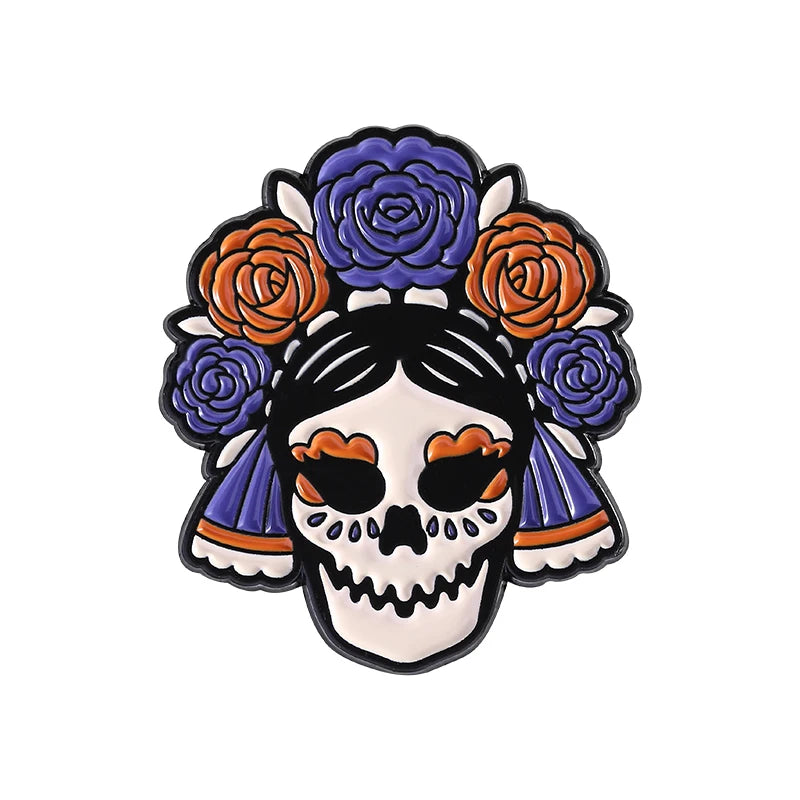 La Calavera Catrina Mexico Day Of The Dead Enamel Pins Custom EL DIA DE MUERTOS Festival Skull Brooches Lapel Badge Jewelry Gift