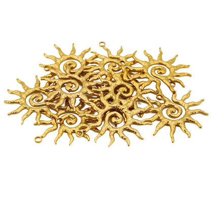 4pcs/lot Stainless Steel Gold Vintage Large Sun Flower Charms Pendant for DIY Earring Necklace Jewelry Making Accessorie Finding