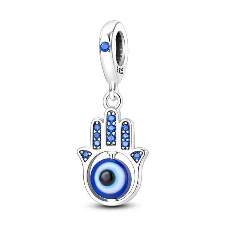 100% Real 925 Silver Classic Devil's Eye Charms Beads For Women Fit Original Qikaola Bracelets Fine DIY Jewelry Making