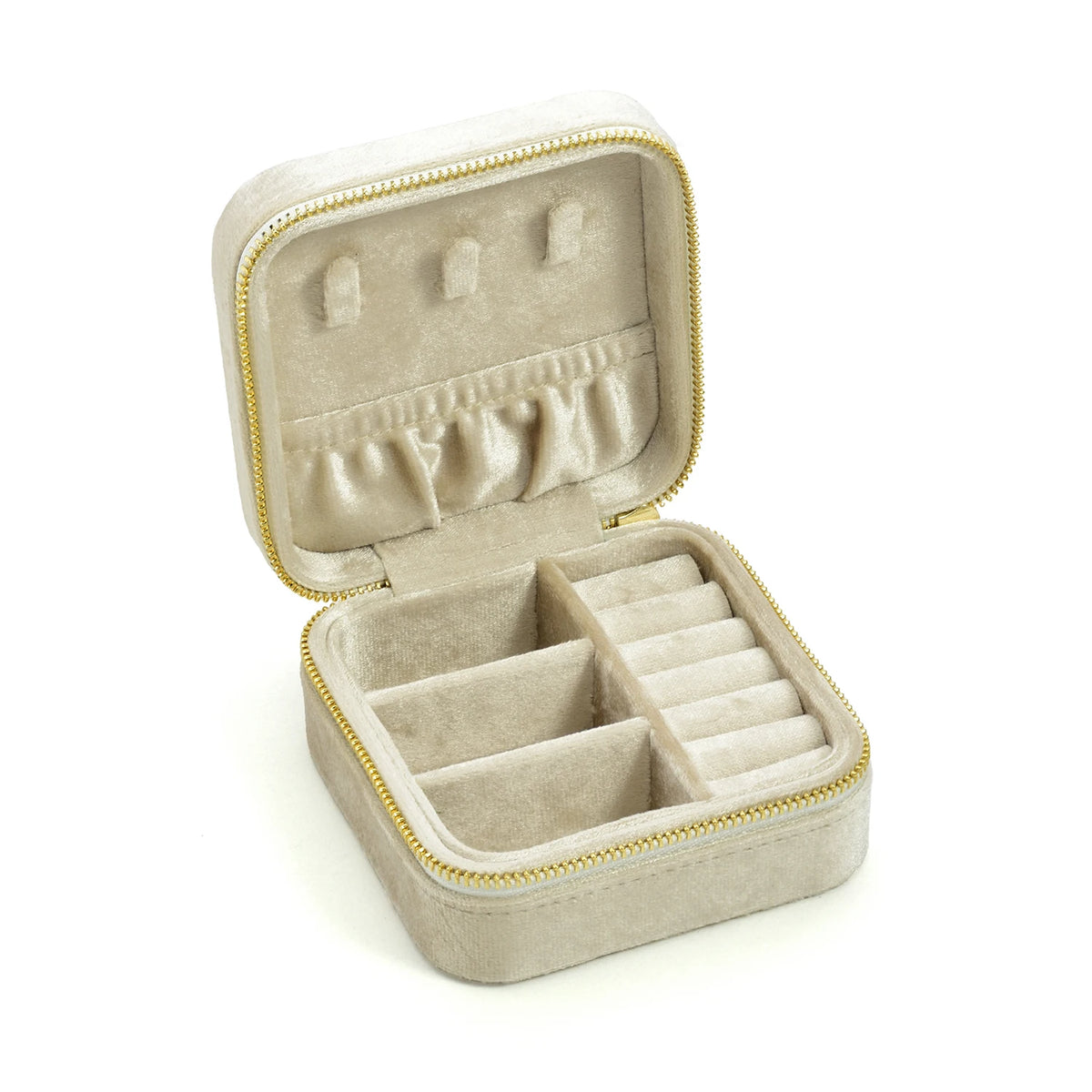 TAIMY Luxury Velvet Jewelry Box Mini Portable Travel Personalise Custom Logo Jewellery Box Square Ring Earrings Storage Case