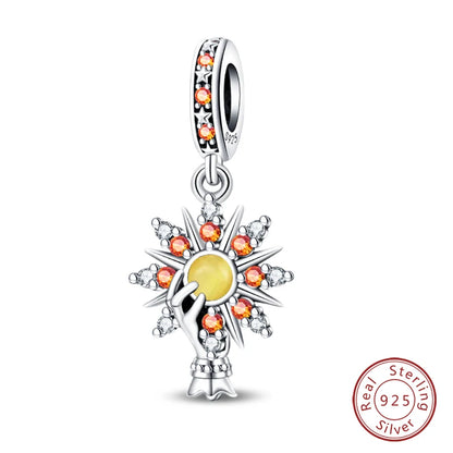 NEW 925 Sterling Silver Fashion Tarot Pendants Mysterious Spirit Snake Skull Rose Charms Beads Fit Qikaola Bracelets DIY Jewelry