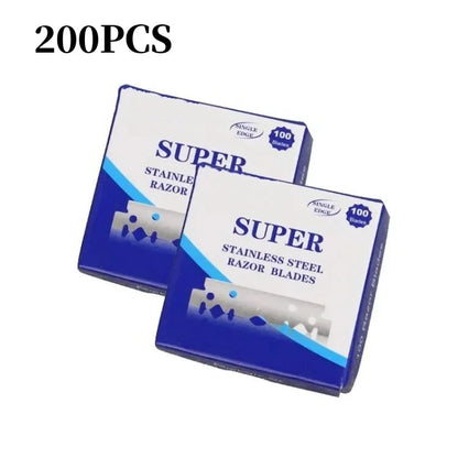 10/100/200PCS Single-sided Razor Blade Stainless Steel Razor Blades Men Shaving Shaver Manual Razor Blade Barber Shaving Tools