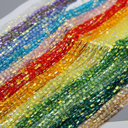 70pcs/lot Color Faceted Square Loose Beads Crystal Glass Beads Faceted Loose Spacer Beads for Jewelry Making DIY
