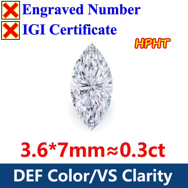 GH Color Oval HPHT Lab Grown Diamond No IGI Certificate 3EX DEF Color VS Clarity Pear CVD Lab Grown Diamond Gems