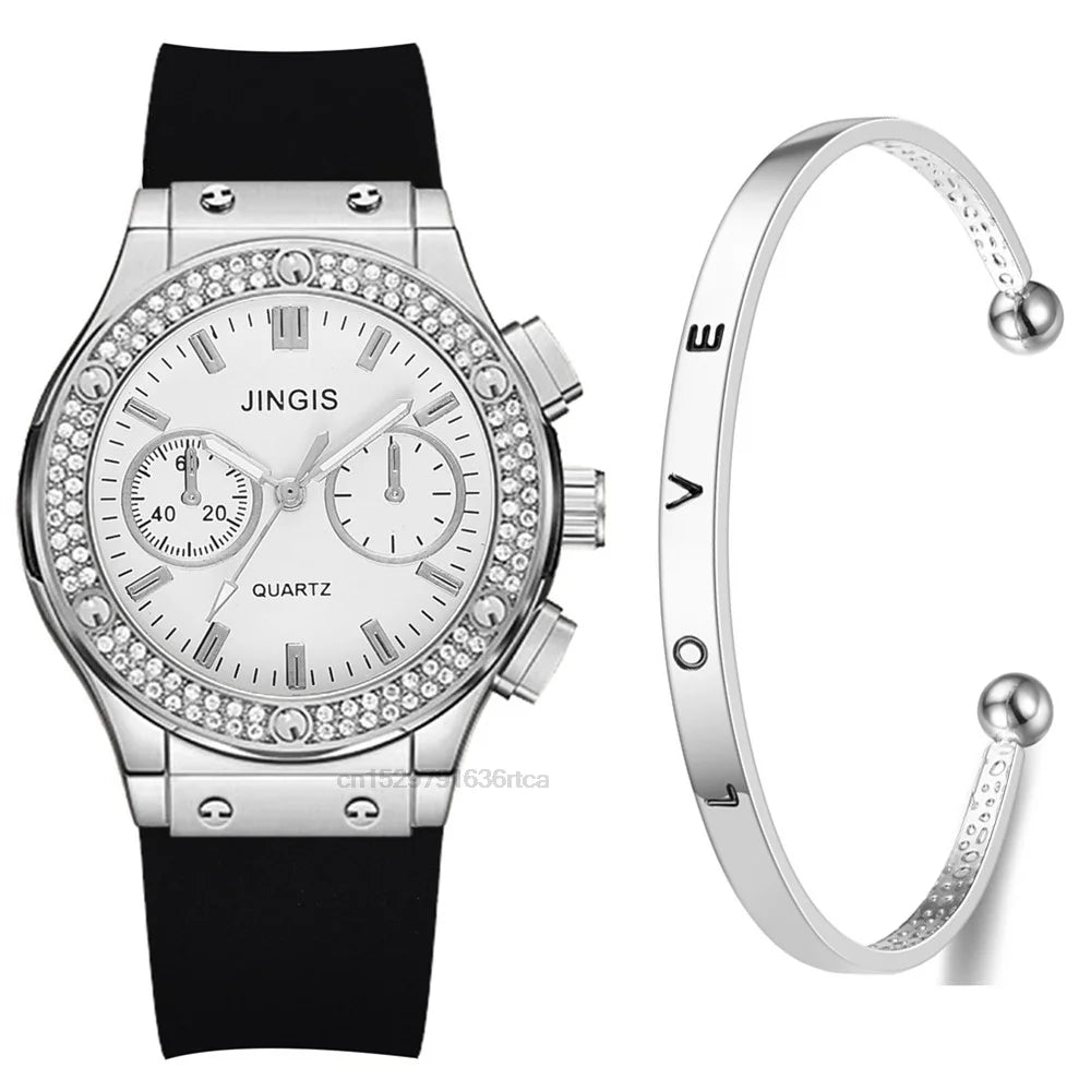 Fashion 2025 Rubber Women Watches Luxurious Brand Casual Diamond Female Quartz Wristwatches Simple Sport Clock Relogio Feminino