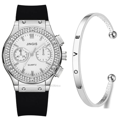 Fashion 2025 Rubber Women Watches Luxurious Brand Casual Diamond Female Quartz Wristwatches Simple Sport Clock Relogio Feminino