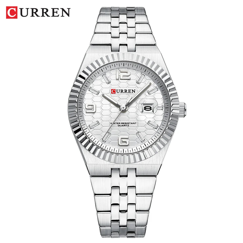 CURREN Women's Watch Analog Quartz Waterproof Ladies Wrist Watches with Date Dainty Fashion Luxury Stainless Steel Watch