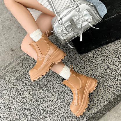Women's rain boots, spring and autumn outdoor thick-soled low-cut non-slip height-increasing outdoor rain boots/overshoes