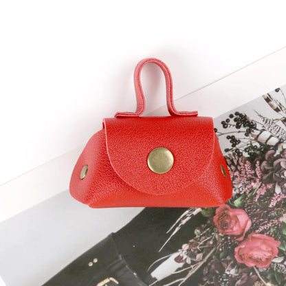 LATS Retro Cute Small Leather Bag Long Necklace for Women Fashion Sweater Chain Neck Hanging Jewelry Versatile Accessory Gift