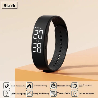 Waterproof Kids LED Digital Alarm Clock Watch Swimming Silent Vibration Smart Bracelet Sports Fitness Student Step Counter