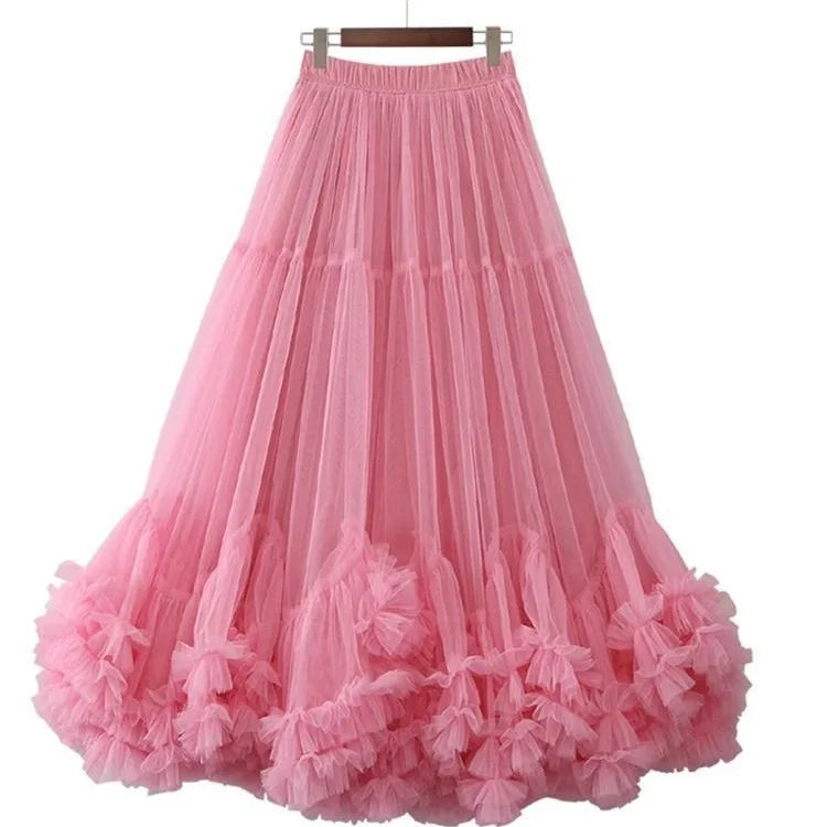 High Waist Slimming Flower Bud Lantern Skirt Midi Half Skirts Women's Korean Style Cloud Puffy Skirt New Summer