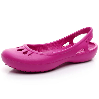 Summer Lightweight Non-Slip Hole Shoes Women's Flat Sandals Nurse Shoes Casual Jelly Beach Shoes Female Waterproof Flip Flops